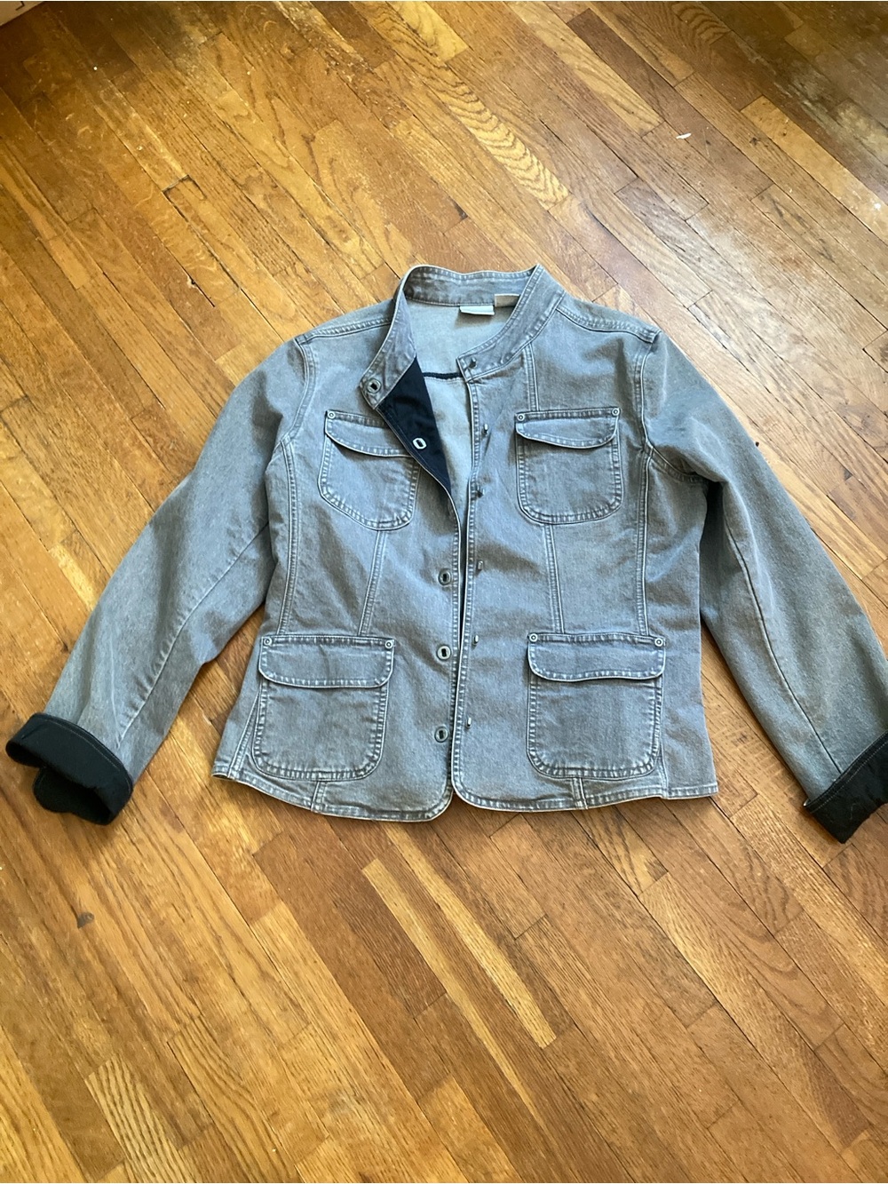 Spiegel Gray Denim-Style Kids Jacket with Button Front